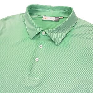 KJUS Mens L Green Stripe Golf Polo‎ UPF 50+ Stretch Polyester Short Sleeve